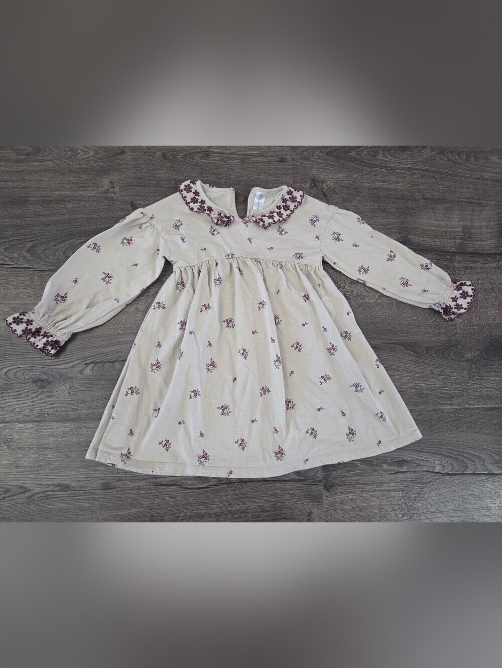 Girls dress with neck ruffle & embroidery by Modern Moments size 3t